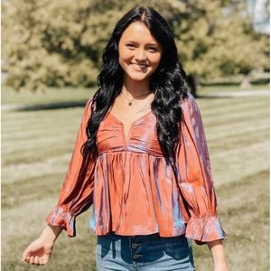 ENTRO babydoll iridescent top - NEW WITH TAGS